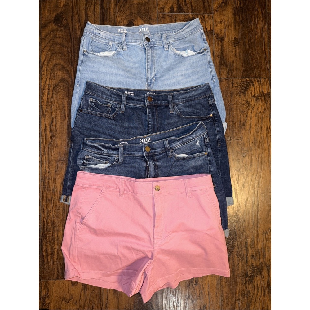 ANA A New Approach Jean Shorts Sz 12 Cuffed Blue Denim Set Of 4 Summer